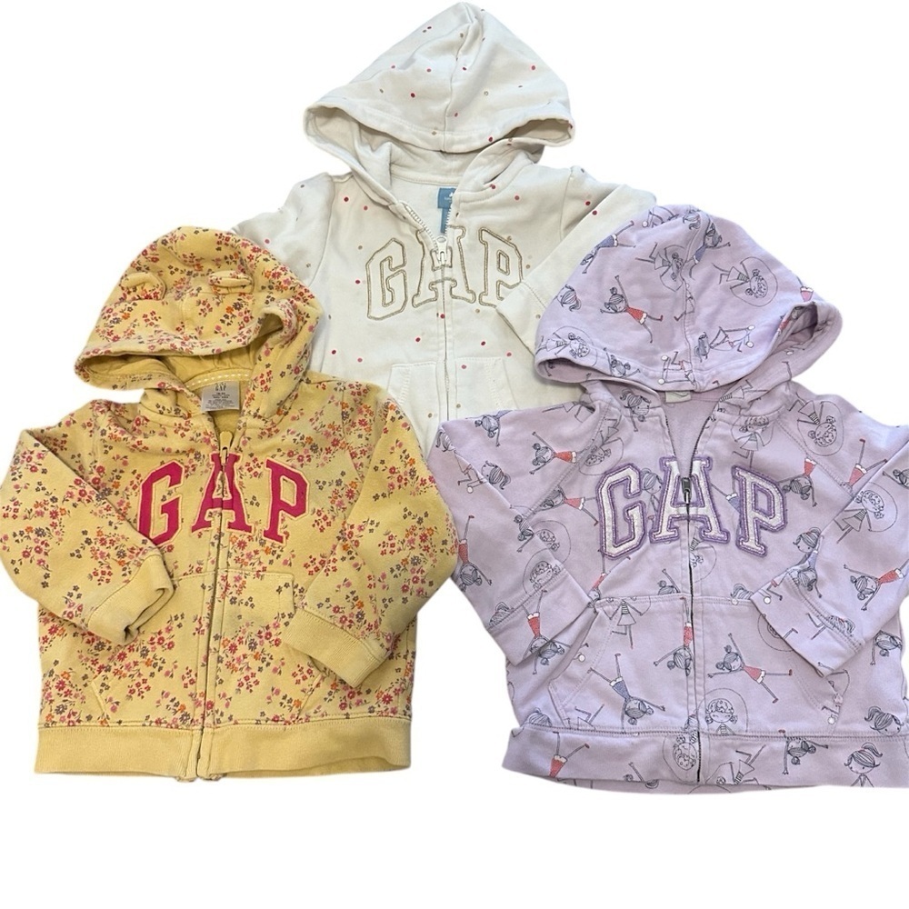Baby GAP Zip Front Fleece Hoodies in Polkadot, Floral and Girl Prints